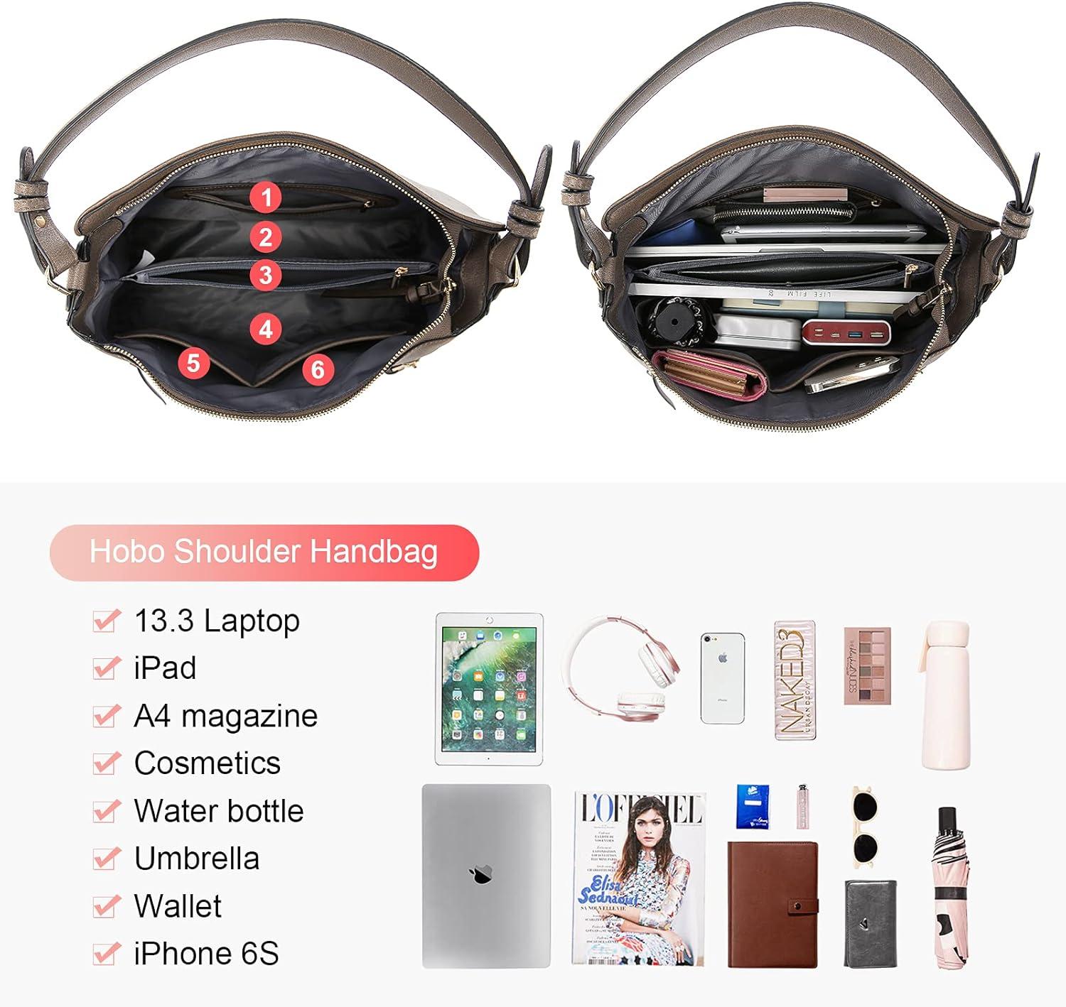 imageRealer Hobo Handbags Purses and Wallet Set for Women Shoulder Tote Bag with Adjustable Shoulder Strap Faux Leather