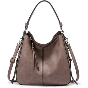 Realer Hobo Crossbody Bags for Women Designer Faux Leather Hobo Handbags Retro Large Size Shoulder Bag Bucket Purse(Coffee)