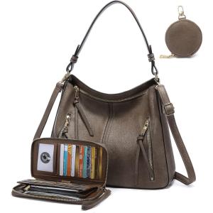 Realer Hobo Handbags Purses and Wallet Set for Women Shoulder Tote Bag with Adjustable Shoulder Strap Faux Leather