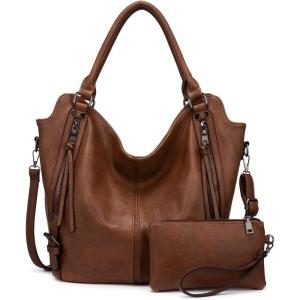 Tote Bag for Women PU Leather Shoulder Bags Fashion Hobo Bags Large Purse and Handbags with Adjustable Shoulder Strap(Brown)