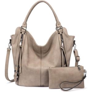 Tote Bag for Women PU Leather Shoulder Bags Fashion Hobo Bags Large Purse and Handbags with Adjustable Shoulder Strap(Khaki)