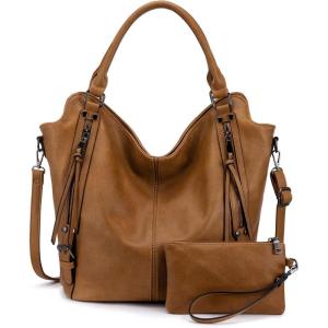 Tote Bag for Women PU Leather Shoulder Bags Fashion Hobo Bags Large Purse and Handbags with Adjustable Shoulder Strap(Tan)