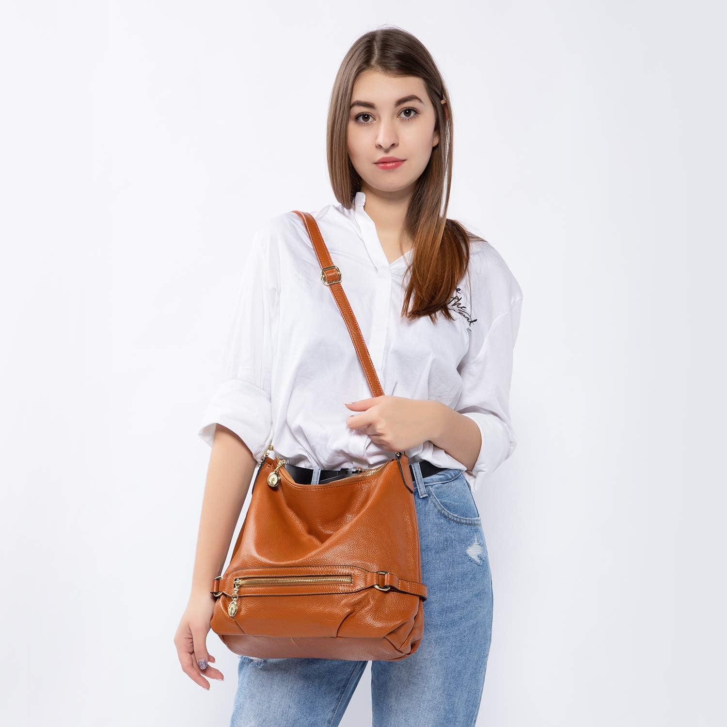 imageGenuine Leather Handbags for Women Large Designer Ladies Shoulder Bag Bucket Style