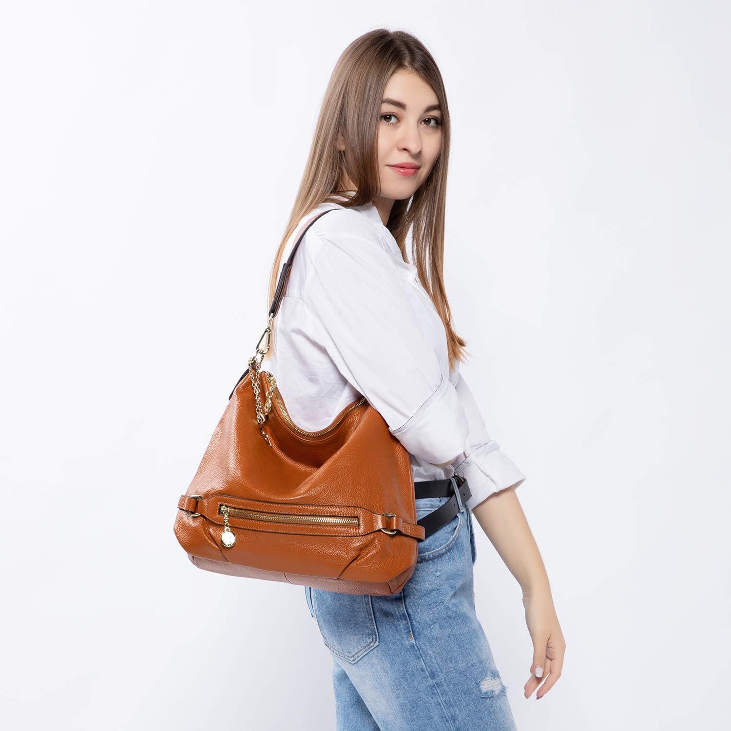 imageGenuine Leather Handbags for Women Large Designer Ladies Shoulder Bag Bucket Style